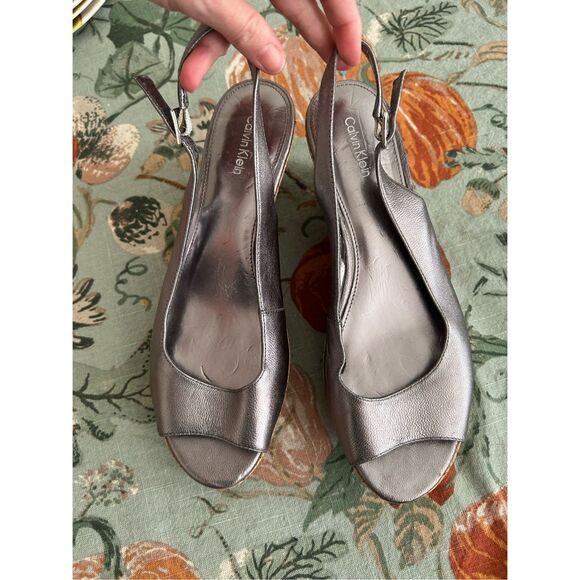 Calvin Klein Heidy Platform Cork Wedge Heels, Slingback Pumps, Sz 8.5 - Picture 4 of 11